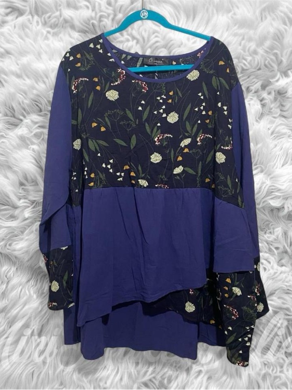 Layered Floral Panel Tunic in Purple by Christine Alexander